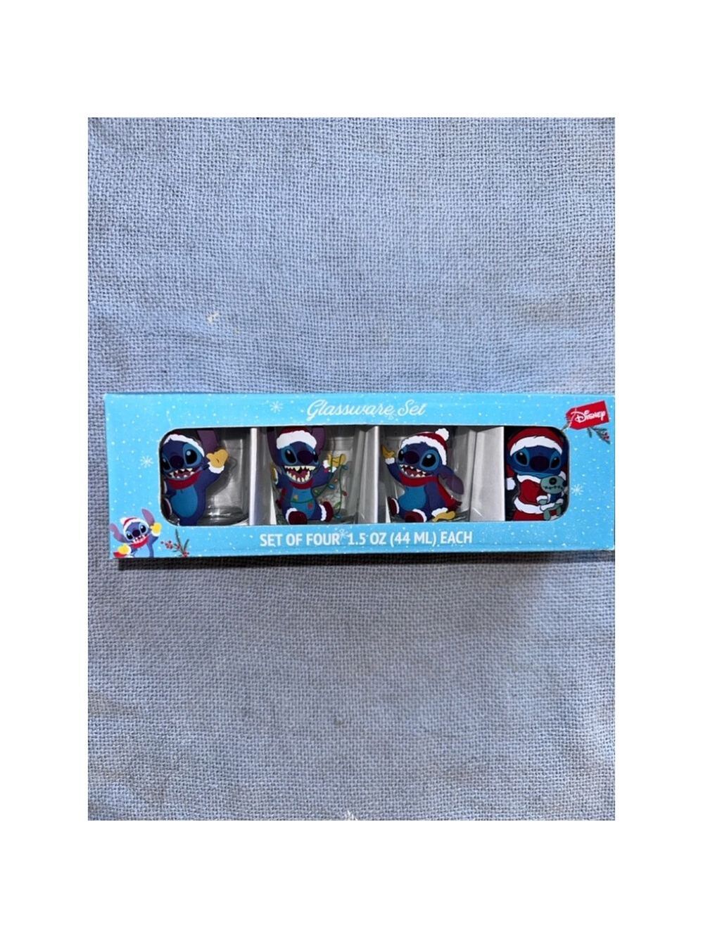 NIB Disney LILO & Stitch Christmas Theme Shot Glasses 1.5Oz Glassware Set